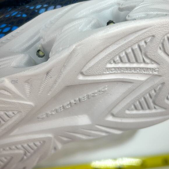 Skechers S-Lights Toddler 6 Light Up Boys Shoes Navy Neon Hook Loop Sneakers NEW - Picture 10 of 13